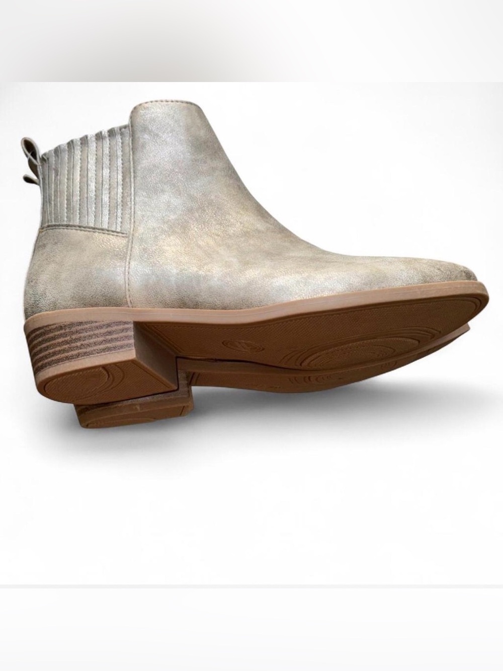 NWT Wonder Nation Girls Metallic Taupe Chelsea Ankle Boots Size 3 - Picture 8 of 10